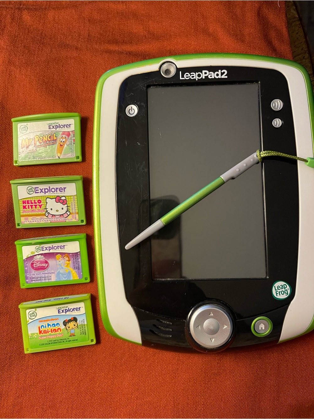 LeapFrog LeapPad2 Kids Learning Tablet in Green and White with 4 games included